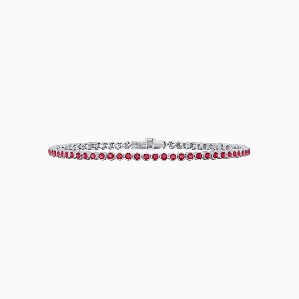 Round-Cut Tennis Bracelet with Bezel- Settings in Gemstones or Diamonds