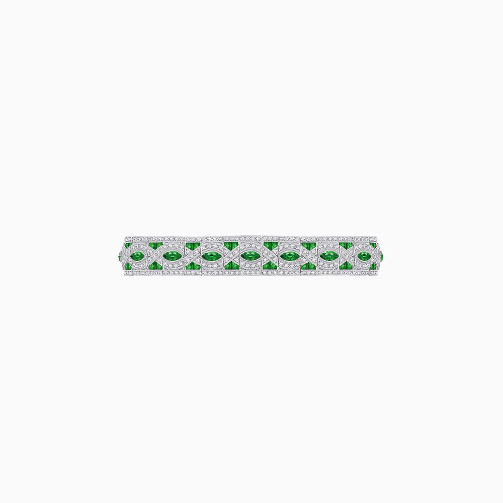 Art Deco Inspired Marquise Gemstone & Diamond Link Bracelet