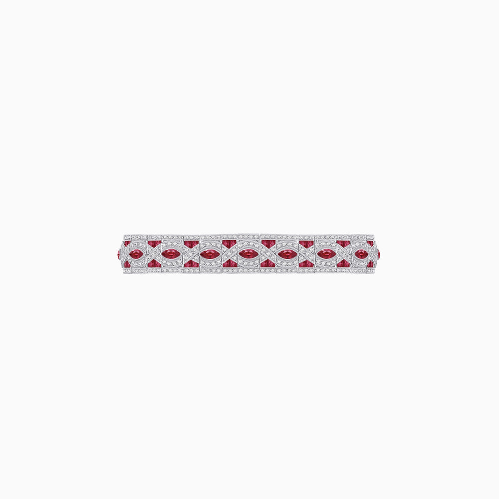 Art Deco Inspired Marquise Gemstone & Diamond Link Bracelet