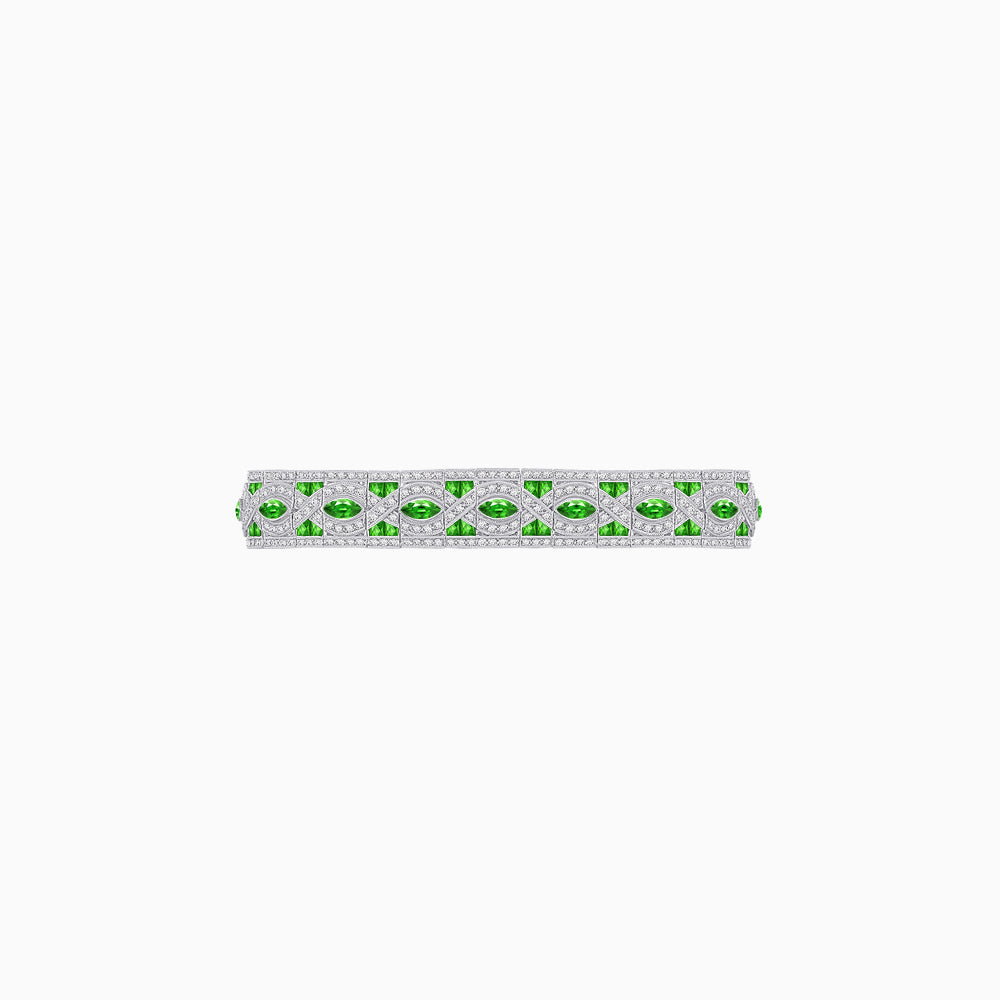 Art Deco Inspired Marquise Gemstone & Diamond Link Bracelet