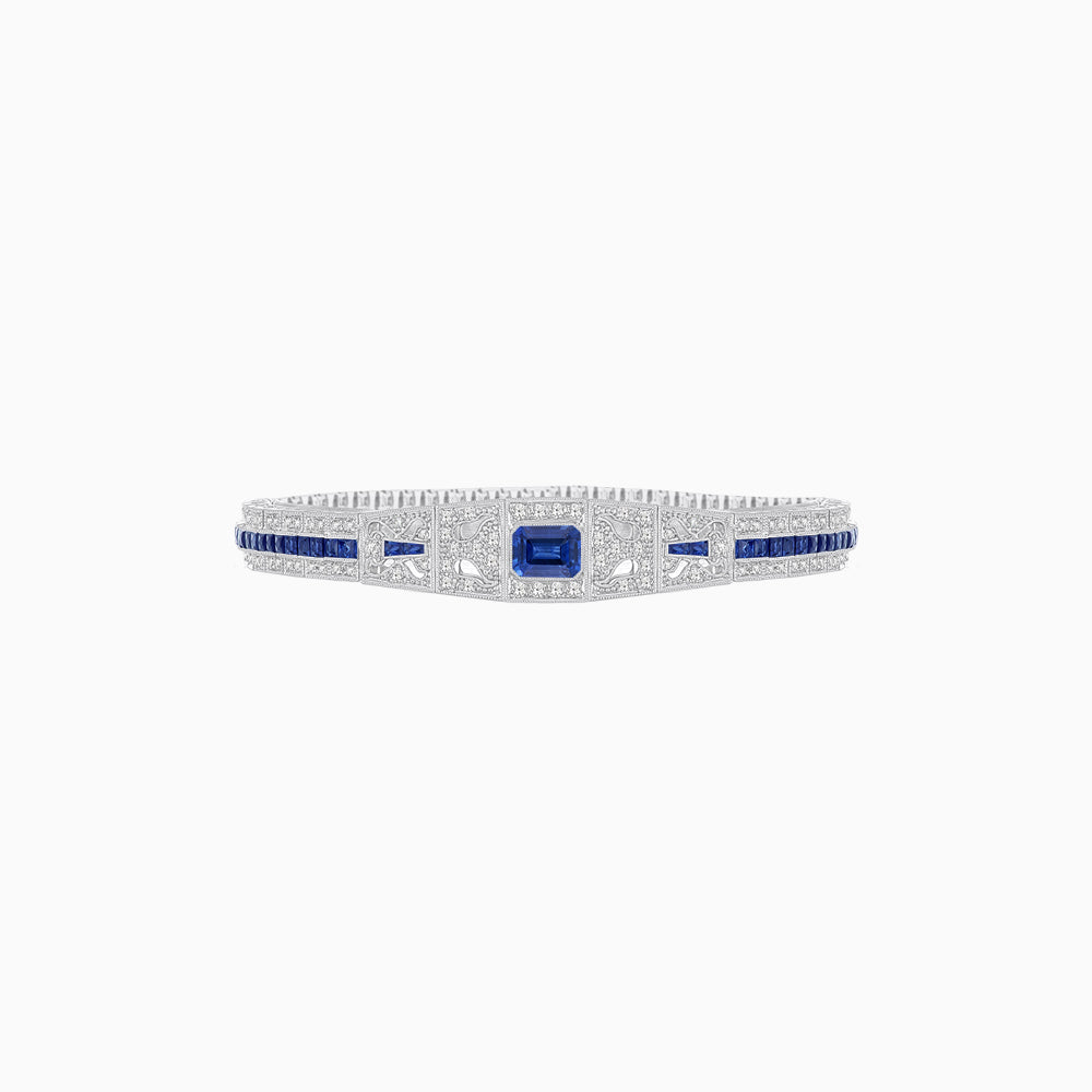 Art Deco Inspired Bracelet with Emerald Cut Center and Gemstones (Mounting)