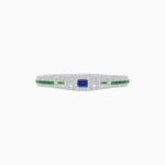Load image into Gallery viewer, Art Deco Inspired Bracelet with Emerald Cut Center and Gemstones (Mounting)