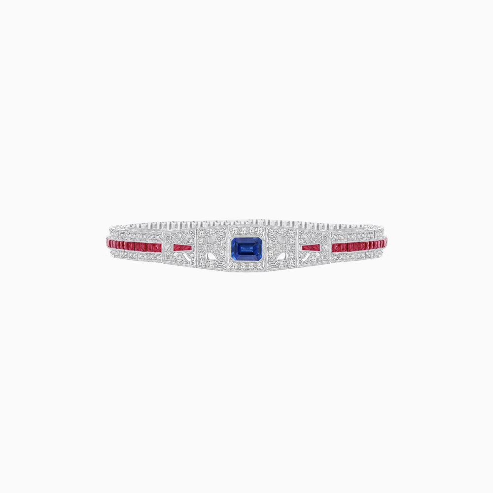 Art Deco Inspired Bracelet with Emerald Cut Center and Gemstones (Mounting)