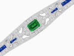 Load image into Gallery viewer, Art Deco Inspired Bracelet with Emerald Cut Center and Gemstones (Mounting)