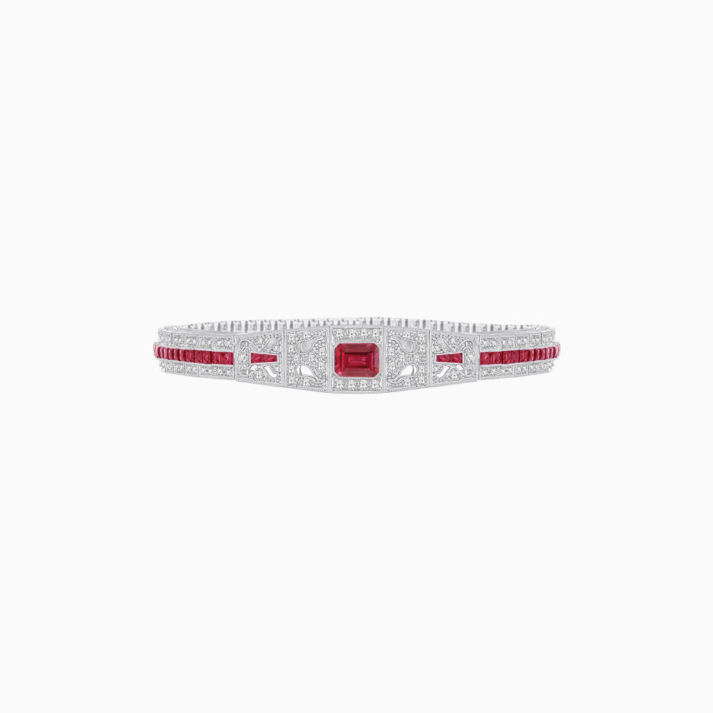 Art Deco Inspired Bracelet with Emerald Cut Center and Gemstones (Mounting)
