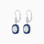 Load image into Gallery viewer, Cushion Halo Drop Earrings with Diamond and Gemstone | Mounting
