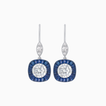Load image into Gallery viewer, Cushion Halo Drop Earrings with Diamond and Gemstone | Mounting
