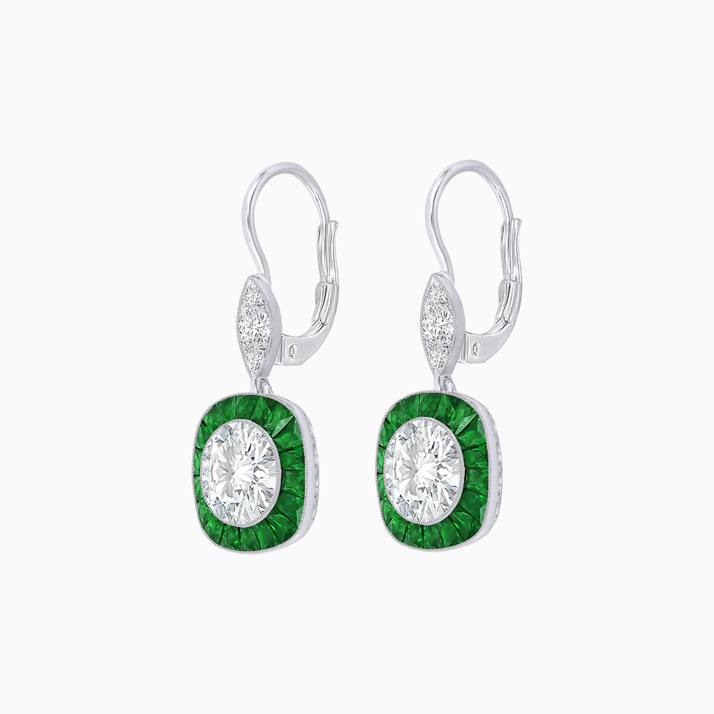 Cushion Halo Drop Earrings with Diamond and Gemstone | Mounting