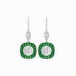 Load image into Gallery viewer, Cushion Halo Drop Earrings with Diamond and Gemstone | Mounting
