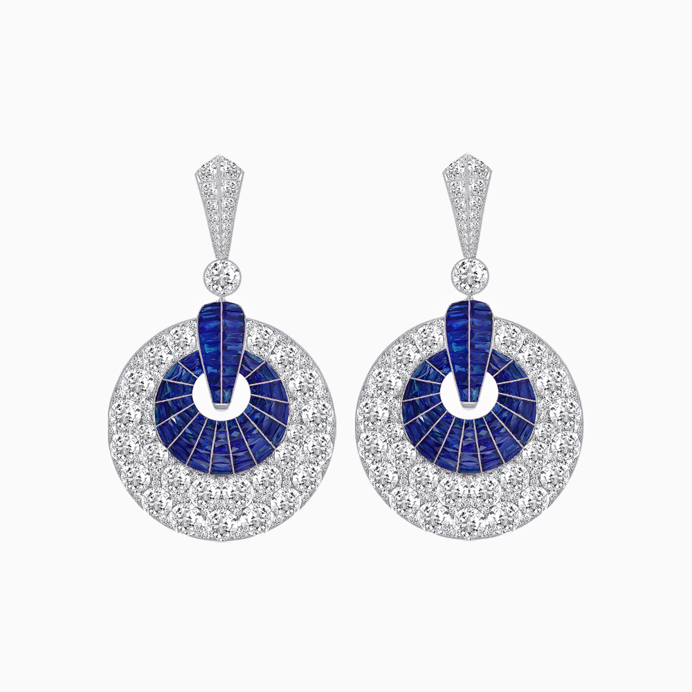 Art Deco Inspired Calibré Cut Gemstone Spiral Disc Earrings