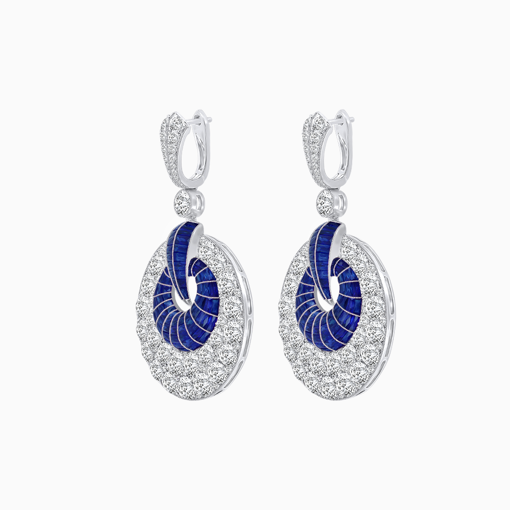 Art Deco Inspired Calibré Cut Gemstone Spiral Disc Earrings