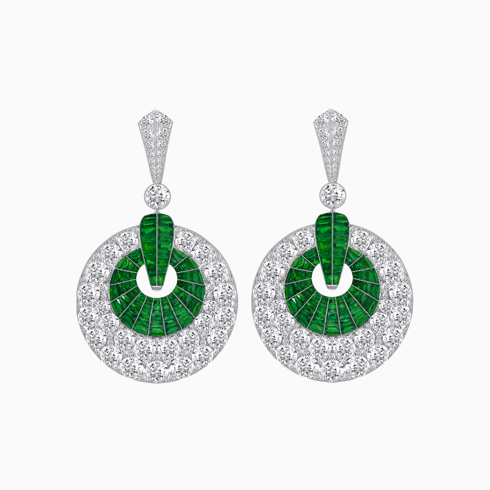 Art Deco Inspired Calibré Cut Gemstone Spiral Disc Earrings