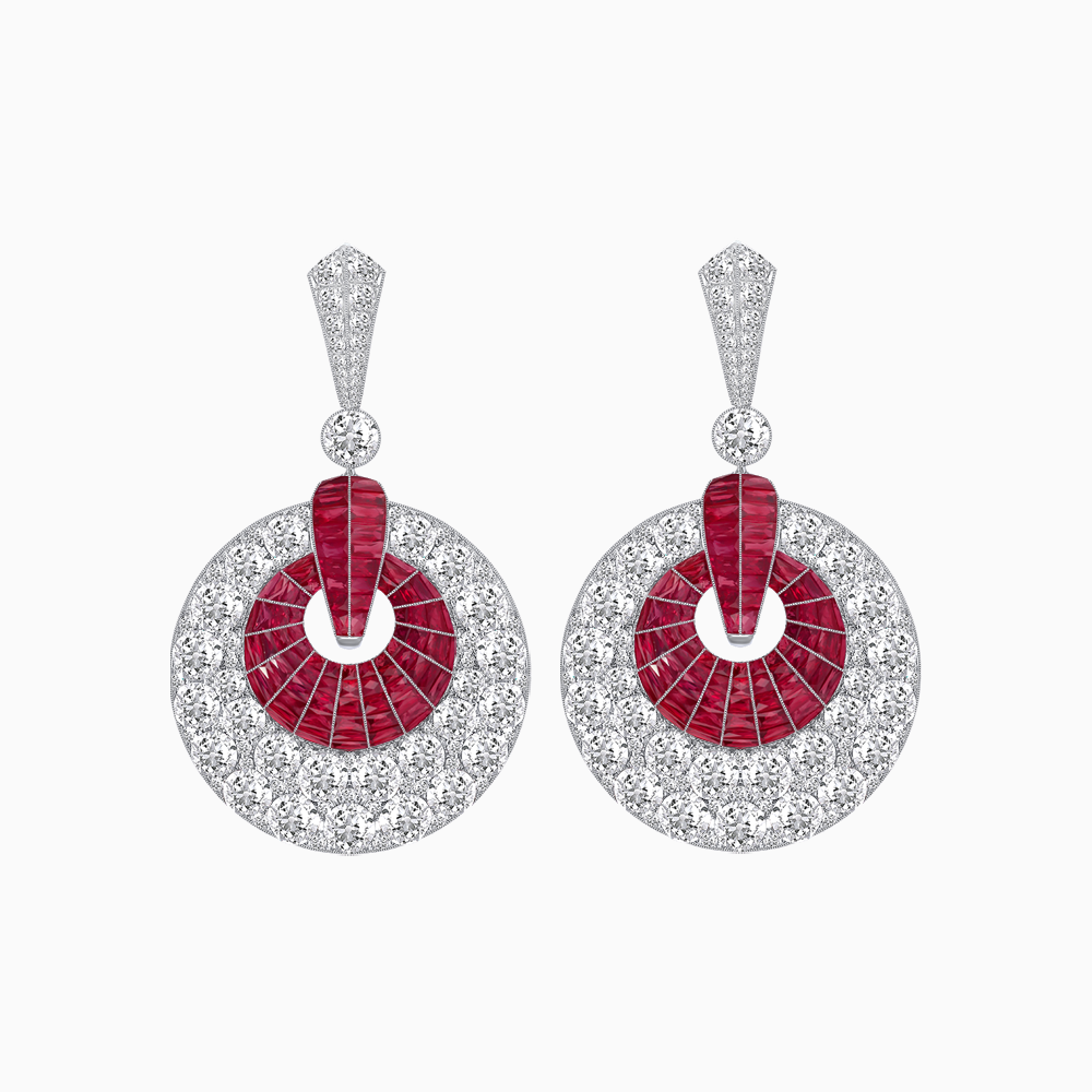 Art Deco Inspired Calibré Cut Gemstone Spiral Disc Earrings