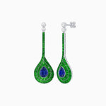 Load image into Gallery viewer, Art Deco Inspired Double Halo Drop Earrings with Diamond and Gemstone | Mounting
