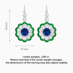 Load image into Gallery viewer, Vintage Floral Dangle Earrings with Diamond Halo and Calibre-Cut Gemstone Accents