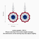 Load image into Gallery viewer, Vintage Floral Dangle Earrings with Diamond Halo and Calibre-Cut Gemstone Accents
