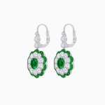 Load image into Gallery viewer, Vintage Floral Dangle Earrings with Diamond Halo and Calibre-Cut Gemstone Accents