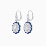Load image into Gallery viewer, Vintage Floral Dangle Earrings with Diamond Halo and Calibre-Cut Gemstone Accents