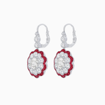 Load image into Gallery viewer, Vintage Floral Dangle Earrings with Diamond Halo and Calibre-Cut Gemstone Accents