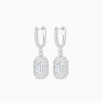 Load image into Gallery viewer, Art Deco Style Emerald Cut Drop Earrings with Diamond Halo