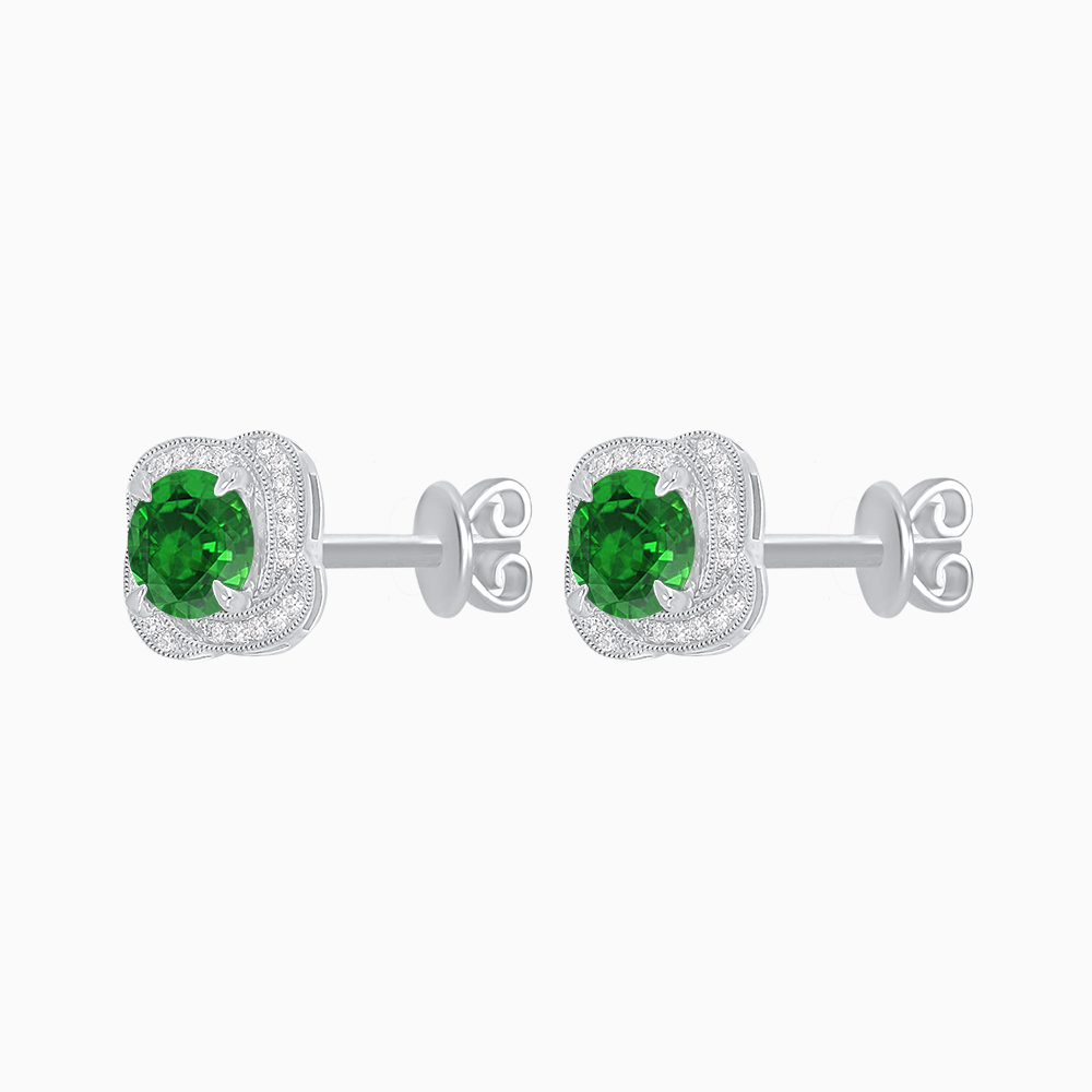 Convertible Round Stud Earrings with Diamond Accent Jackets