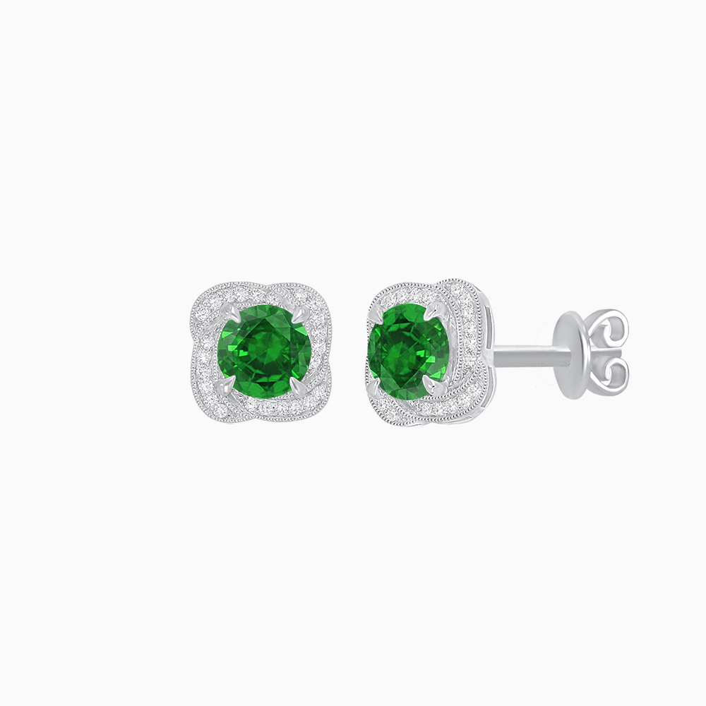 Convertible Round Stud Earrings with Diamond Accent Jackets