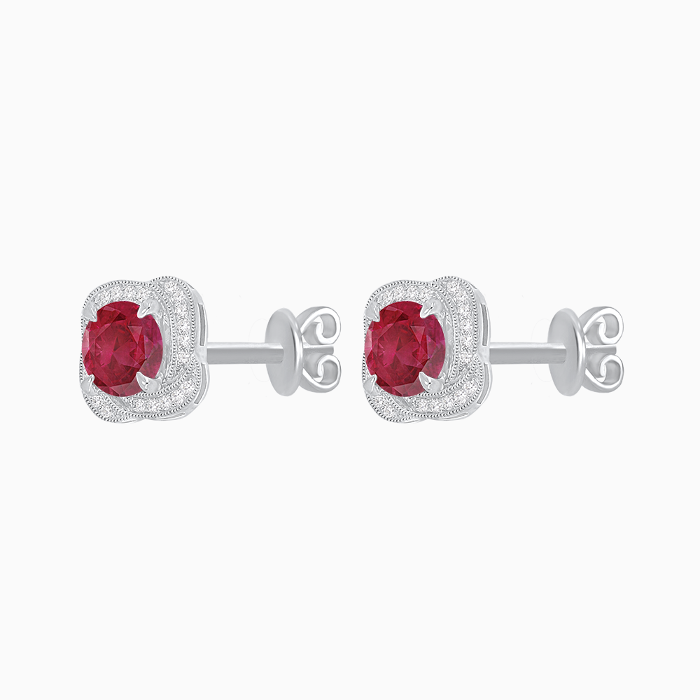 Convertible Round Stud Earrings with Diamond Accent Jackets