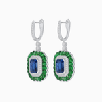 Load image into Gallery viewer, Art Deco Style Emerald Cut Earrings with Gemstones