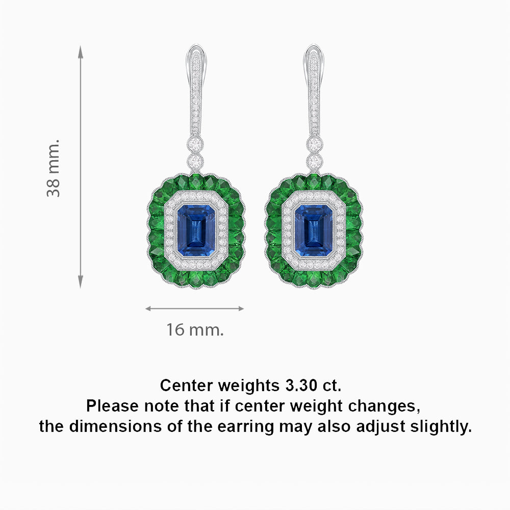 Art Deco Style Emerald Cut Earrings with Gemstones