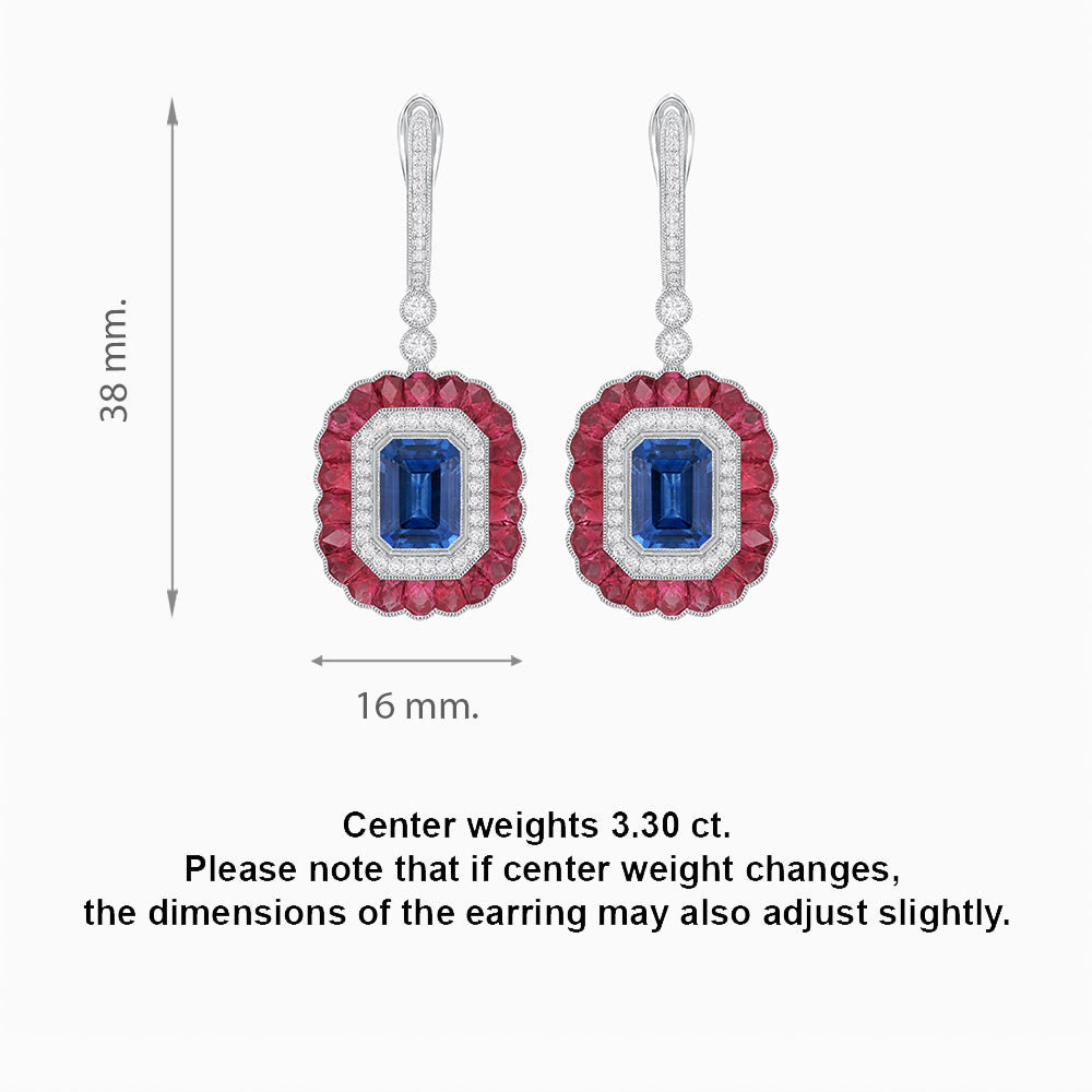 Art Deco Style Emerald Cut Earrings with Gemstones