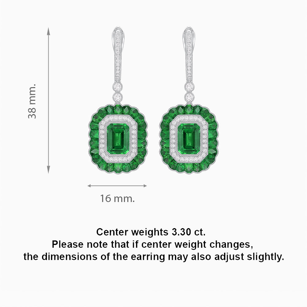 Art Deco Style Emerald Cut Earrings with Gemstones