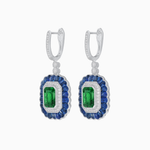 Load image into Gallery viewer, Art Deco Style Emerald Cut Earrings with Gemstones