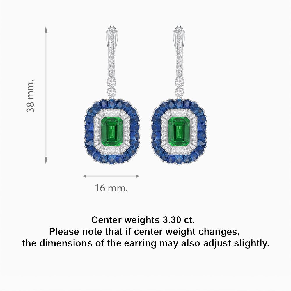 Art Deco Style Emerald Cut Earrings with Gemstones
