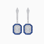 Load image into Gallery viewer, Art Deco–Inspired Mounting Emerald Cut Drop Earrings with Diamonds and Gemstones