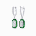 Load image into Gallery viewer, Art Deco–Inspired Mounting Emerald Cut Drop Earrings with Diamonds and Gemstones