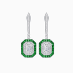 Load image into Gallery viewer, Art Deco–Inspired Mounting Emerald Cut Drop Earrings with Diamonds and Gemstones