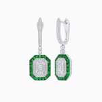 Load image into Gallery viewer, Art Deco–Inspired Mounting Emerald Cut Drop Earrings with Diamonds and Gemstones
