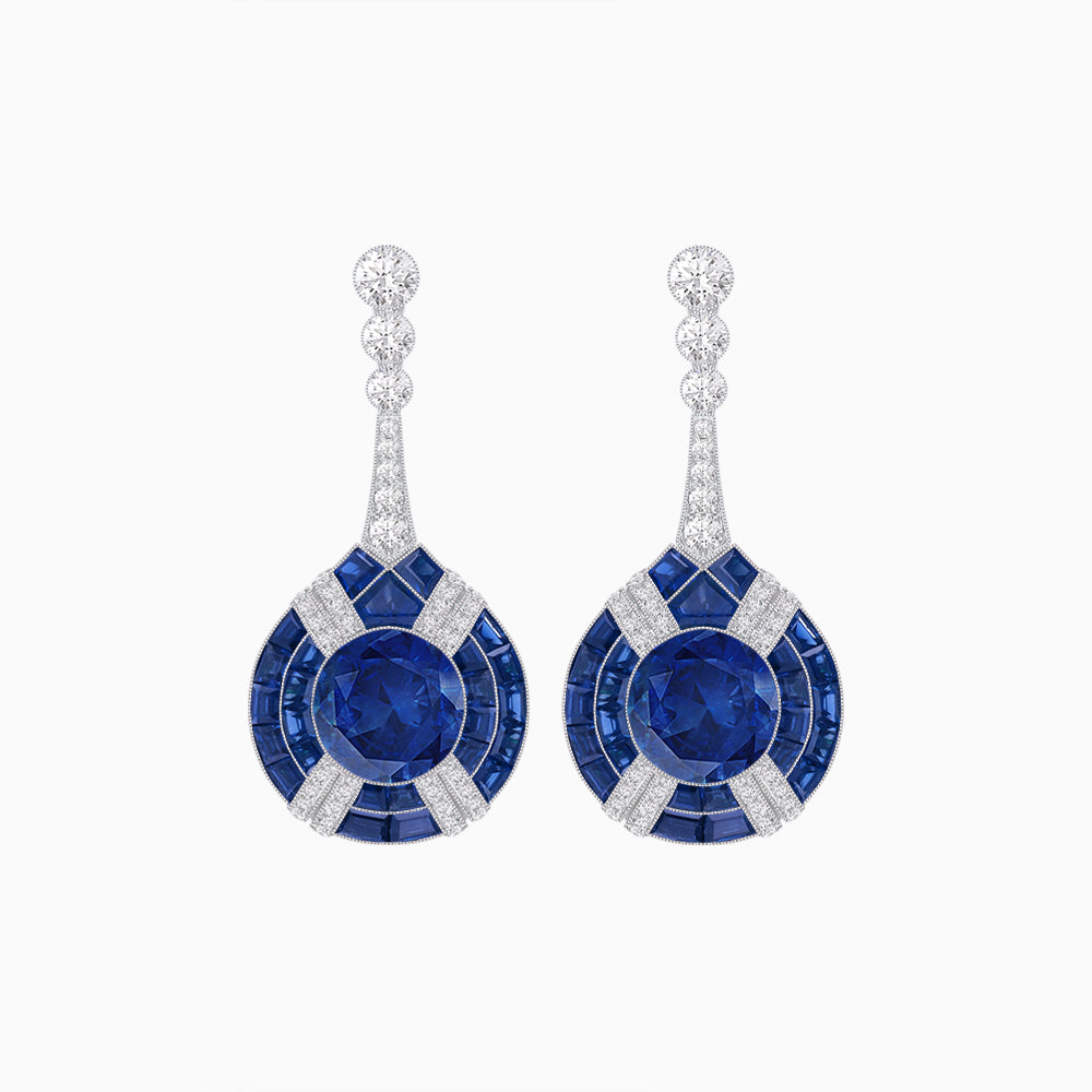 Art Deco Style Diamond & Gemstone Drop Earring Mountings