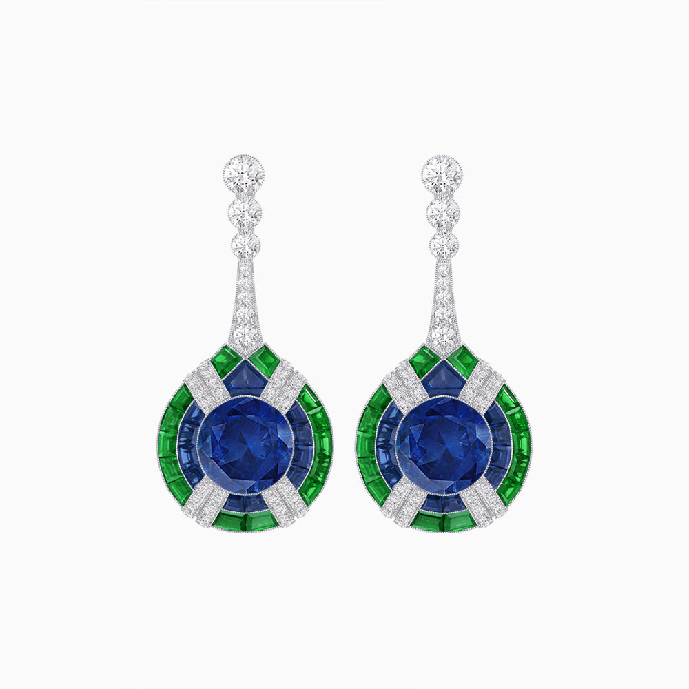 Art Deco Style Diamond & Gemstone Drop Earring Mountings