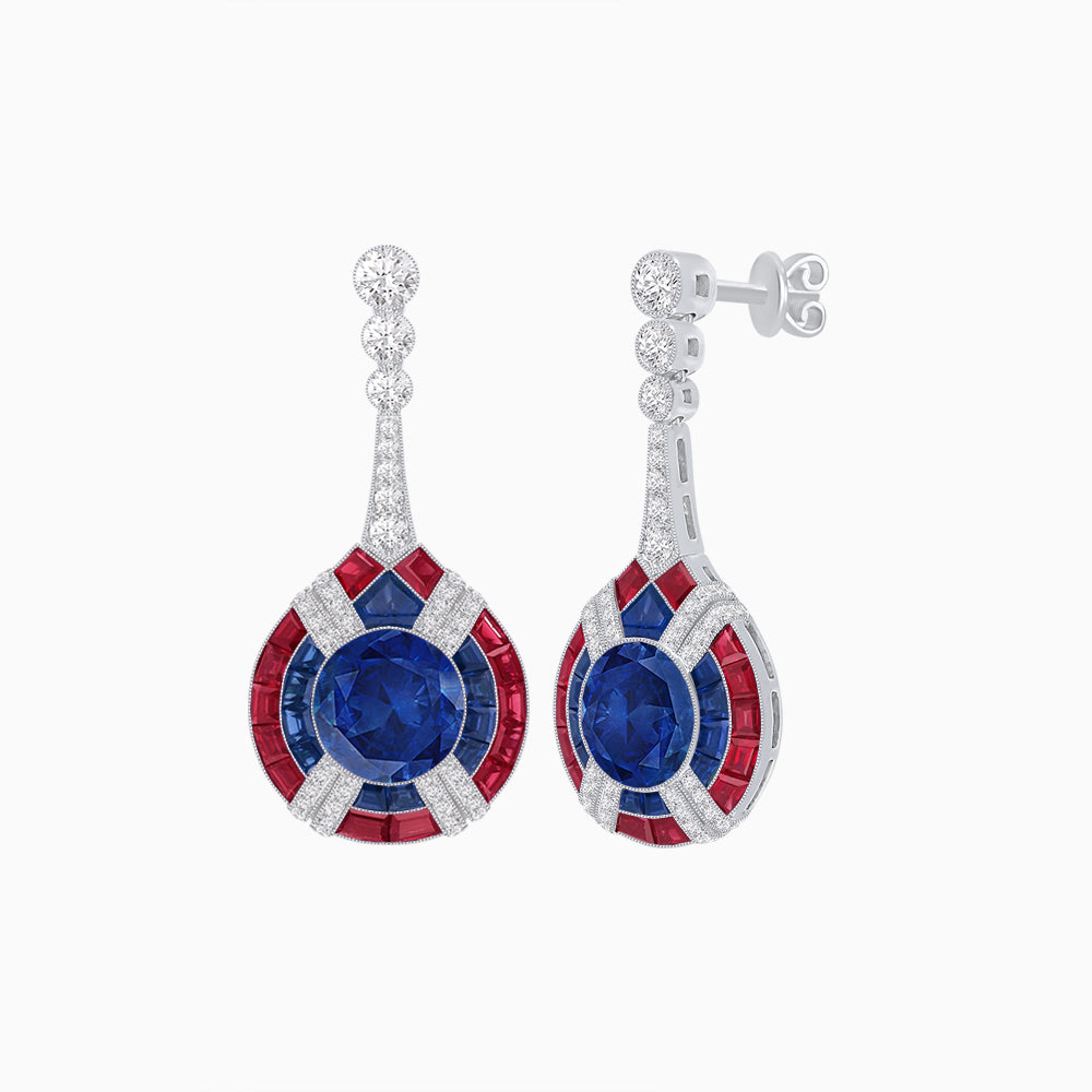Art Deco Style Diamond & Gemstone Drop Earring Mountings