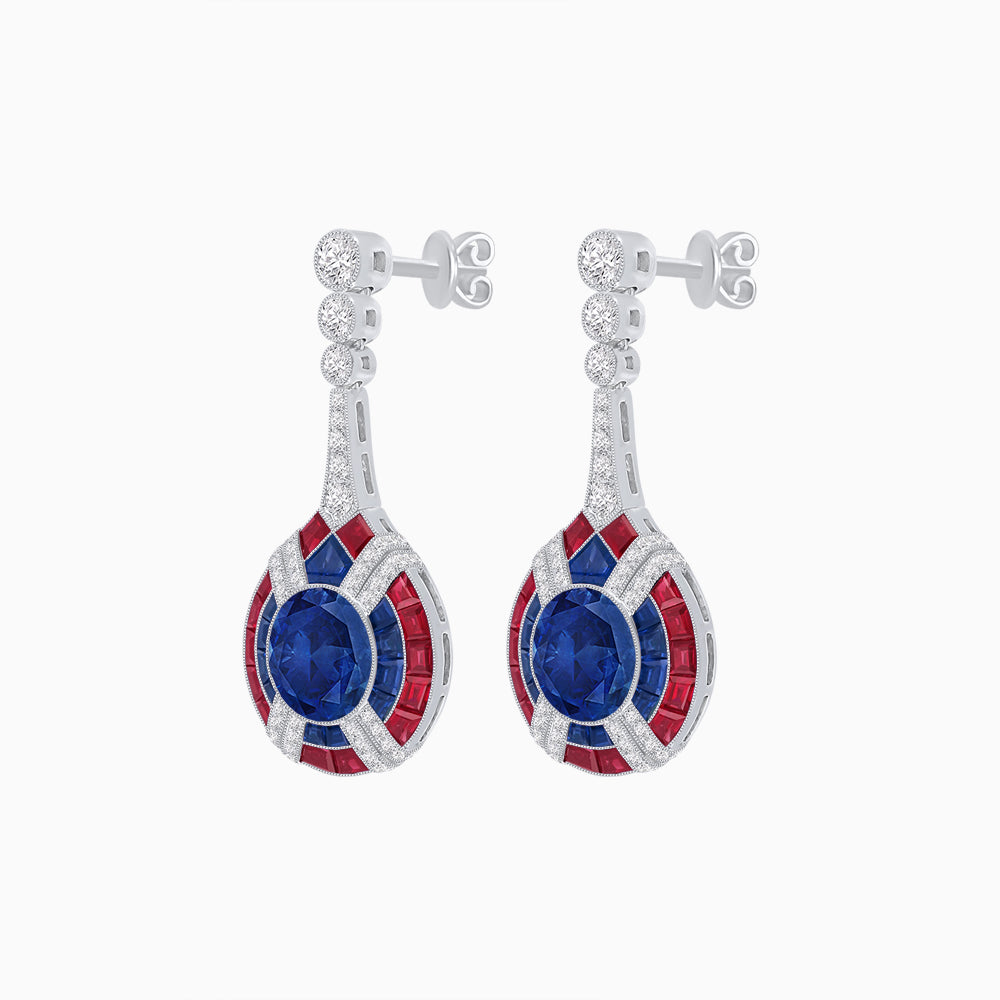 Art Deco Style Diamond & Gemstone Drop Earring Mountings