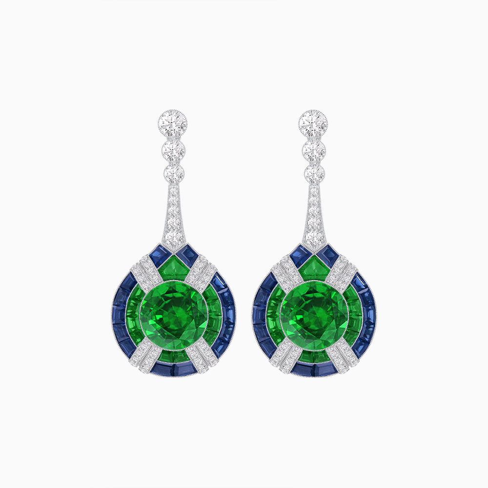 Art Deco Style Diamond & Gemstone Drop Earring Mountings