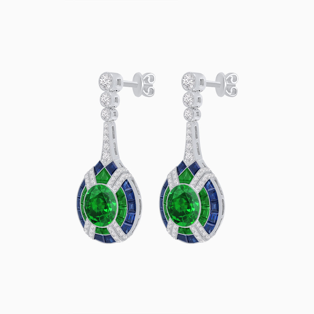 Art Deco Style Diamond & Gemstone Drop Earring Mountings