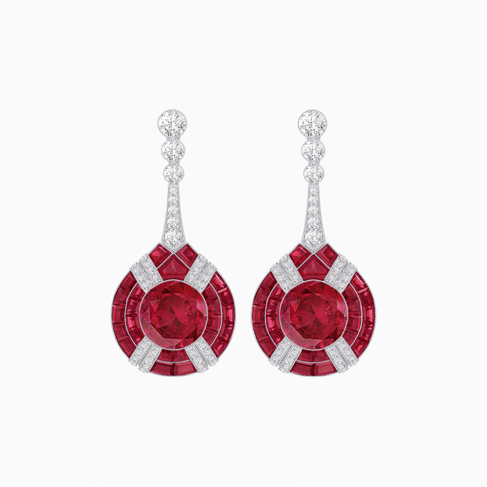Art Deco Style Diamond & Gemstone Drop Earring Mountings
