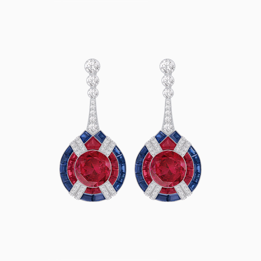 Art Deco Style Diamond & Gemstone Drop Earring Mountings