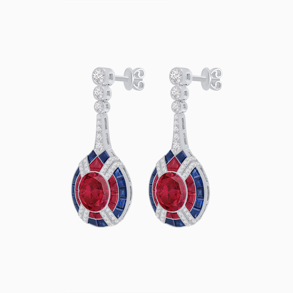 Art Deco Style Diamond & Gemstone Drop Earring Mountings