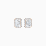 Load image into Gallery viewer, Art Deco Style Emerald Cut Stud Earrings with Baguette Diamond Halo