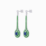 Load image into Gallery viewer, Art Deco Inspired Diamond Drop Earrings With Gemstone