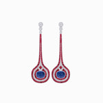 Load image into Gallery viewer, Art Deco Inspired Diamond Drop Earrings With Gemstone
