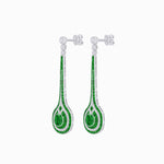 Load image into Gallery viewer, Art Deco Inspired Diamond Drop Earrings With Gemstone